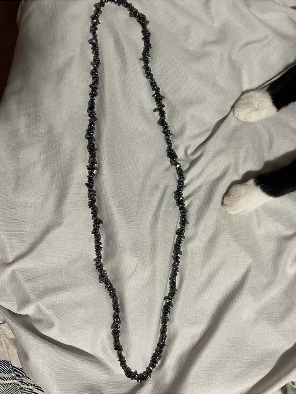 Black stone long necklace